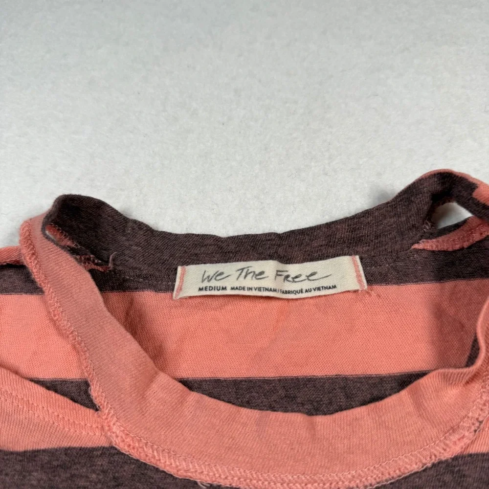 Free People We The Free Striped Knotted Shoulder Tank Top Pink Grey OB984392 M